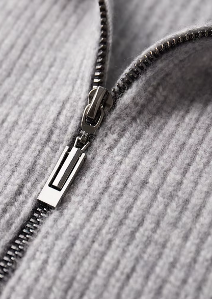 Men’s Zip-Up Ribbed Cardigan Sweater with High Collar – All-Season Casual Layer 8