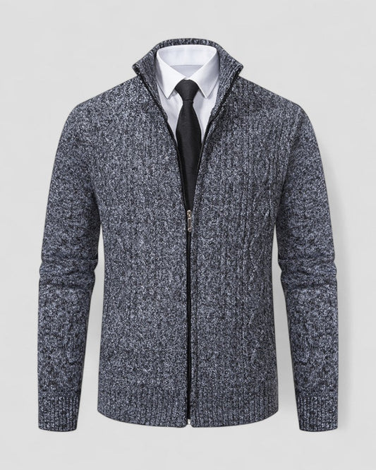 Men's Zip Front Stand Collar Knit Sweater