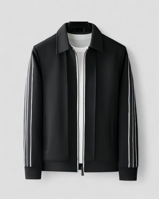 Men’s Zip Up Casual Jacket with Stripe Detail