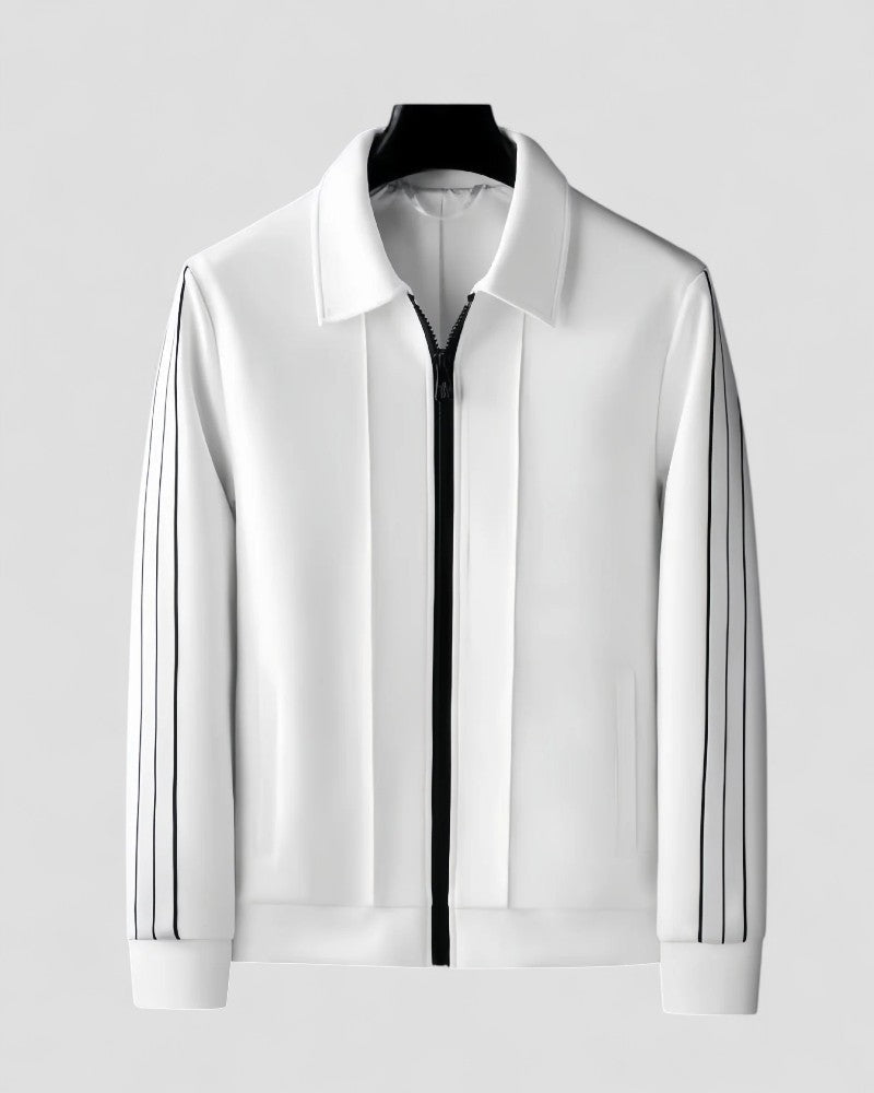 Men’s Zip Up Casual Jacket with Stripe Detail