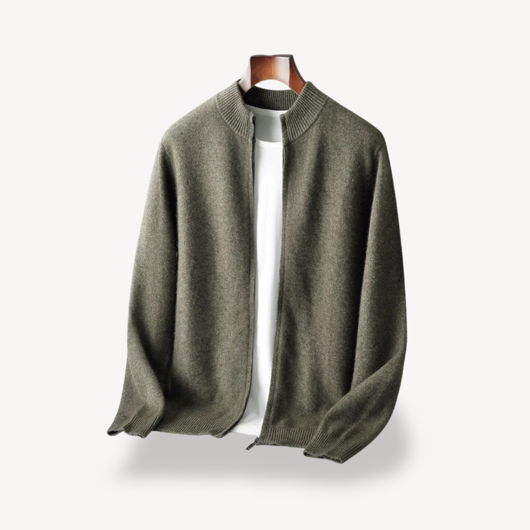 VogeLuxe | Men’s Minimalist Zip Knit Cardigan