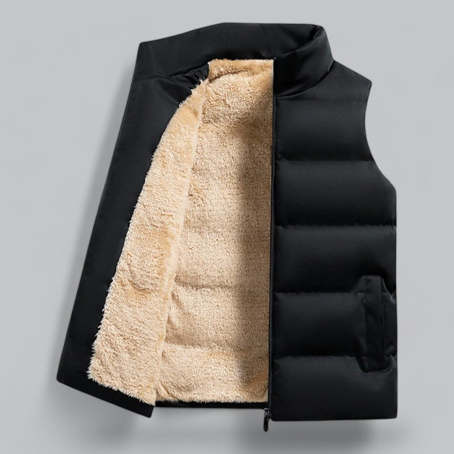 Men's winter bodywarmer with fur