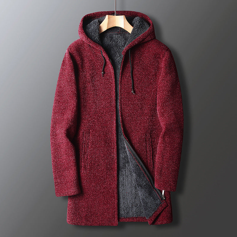 Warm Men's Zip Up Hoodie Jacket with Adjustable Hood