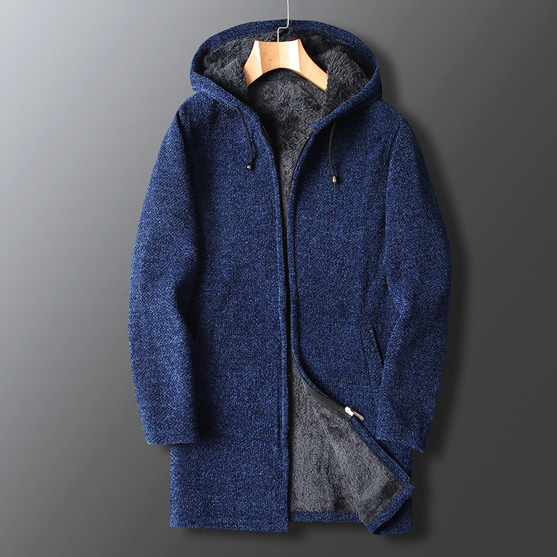 Warm Men's Zip Up Hoodie Jacket with Adjustable Hood