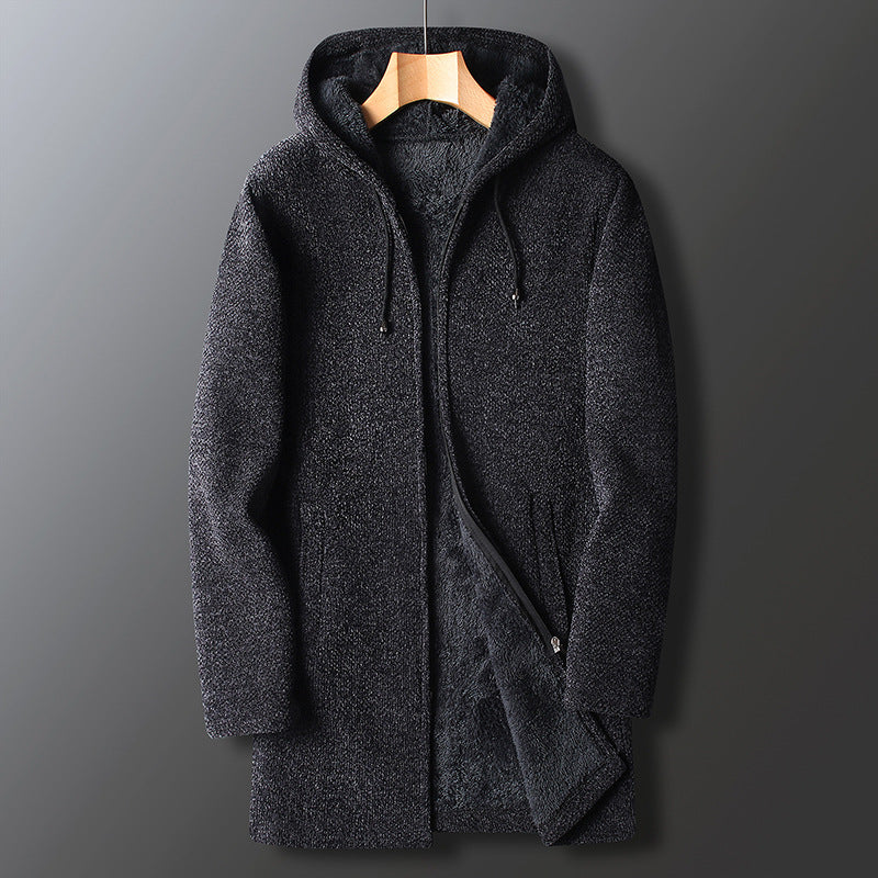 Warm Men's Zip Up Hoodie Jacket with Adjustable Hood