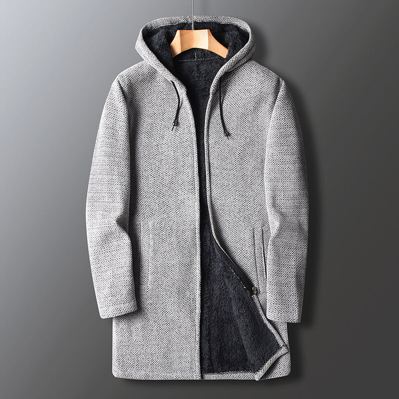 Warm Men's Zip Up Hoodie Jacket with Adjustable Hood - VogeLuxe