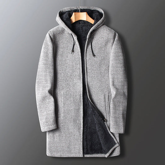 Warm Men's Zip Up Hoodie Jacket with Adjustable Hood - VogeLuxe