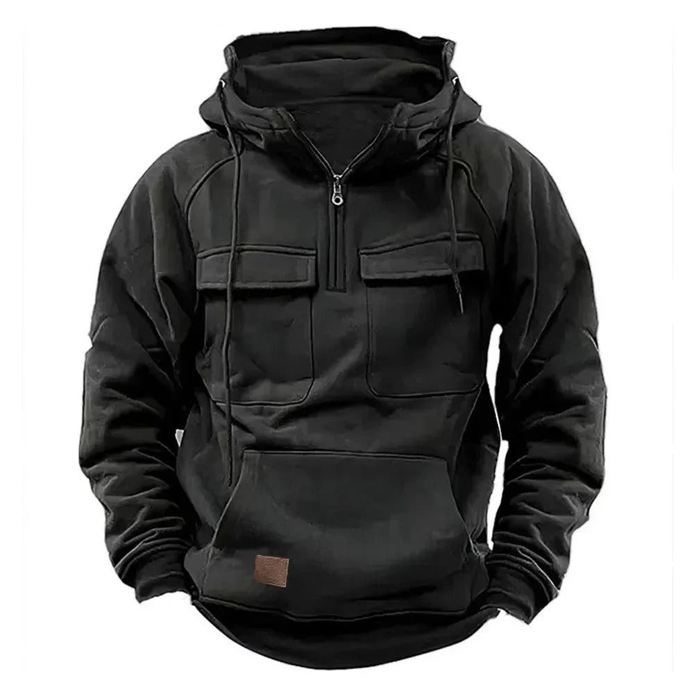 Practical Men's Zip Up Hooded Jacket with Pocket