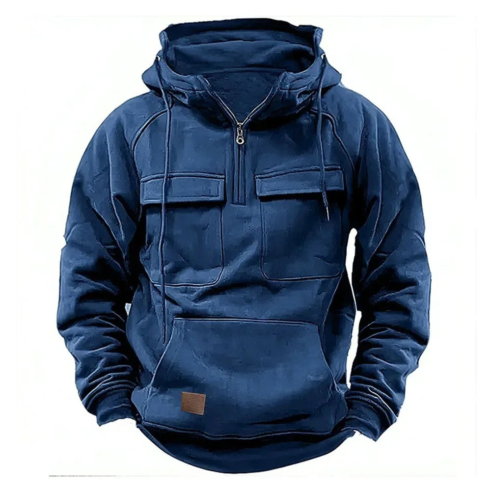 Practical Men's Zip Up Hooded Jacket with Pocket