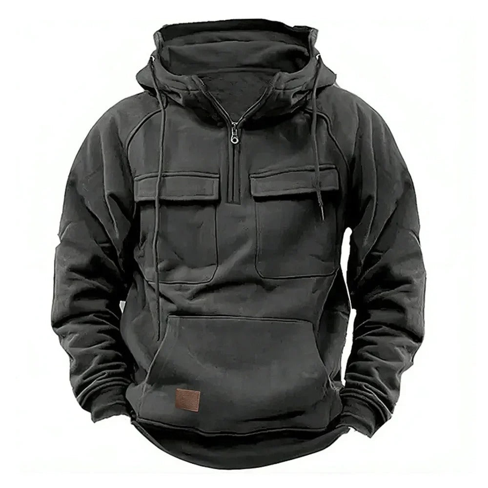Practical Men's Zip Up Hooded Jacket with Pocket