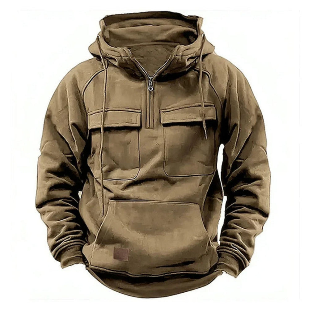 Practical Men's Zip Up Hooded Jacket with Pocket