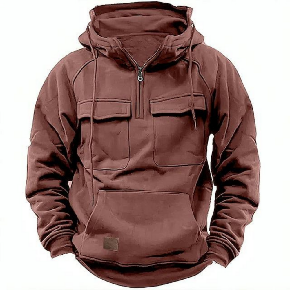 Practical Men's Zip Up Hooded Jacket with Pocket - VogeLuxe