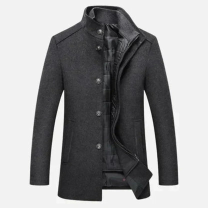 VogeLuxe | Men’s Tailored Wool Overcoat with Quilted Insert