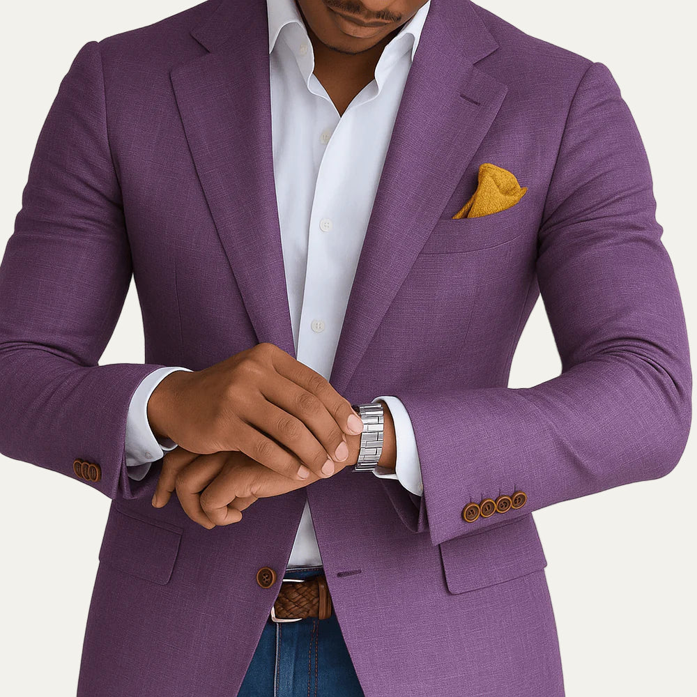 VogeLuxe | Men’s Textured Two Button Tailored Blazer