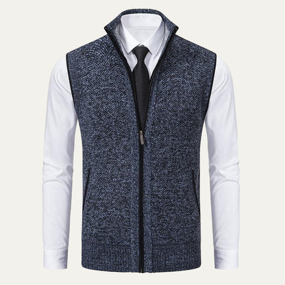 VogeLuxe | Men’s Textured Knit Zip Sweater Vest