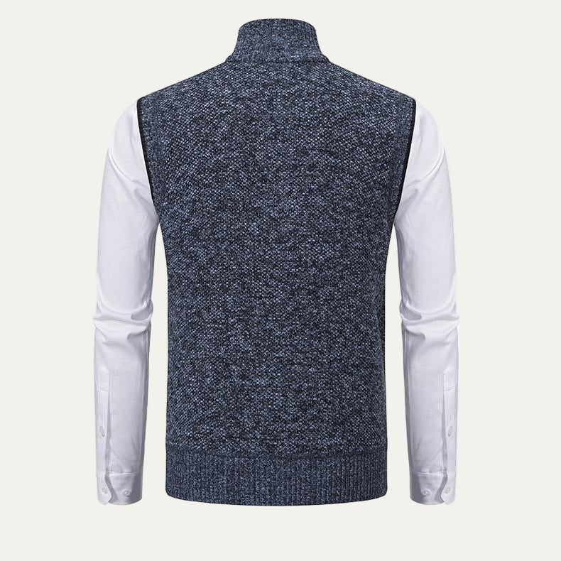 VogeLuxe | Men’s Textured Knit Zip Sweater Vest