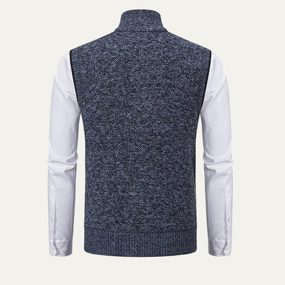 VogeLuxe | Men’s Textured Knit Zip Sweater Vest