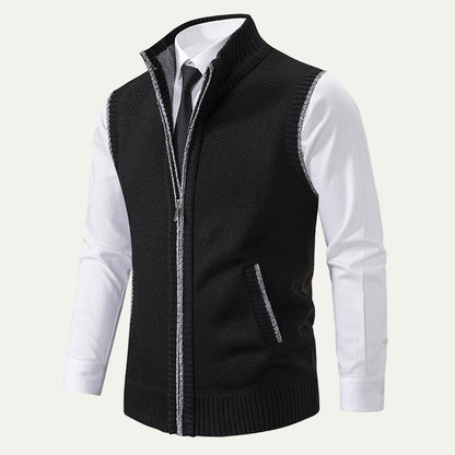 VogeLuxe | Men’s Textured Knit Zip Sweater Vest