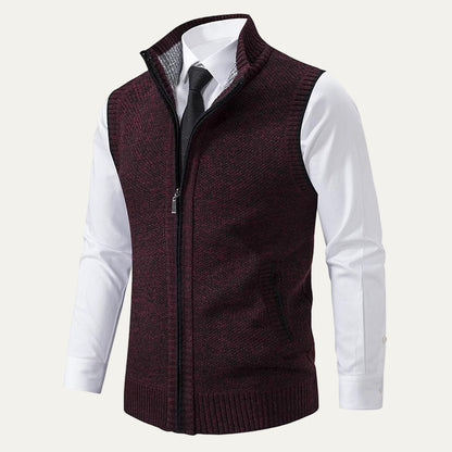 VogeLuxe | Men’s Textured Knit Zip Sweater Vest