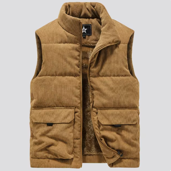 Mens Fur-Lined Curdoroy Gilet Bodywarmer