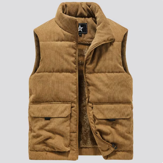 Mens Fur-Lined Curdoroy Gilet Bodywarmer