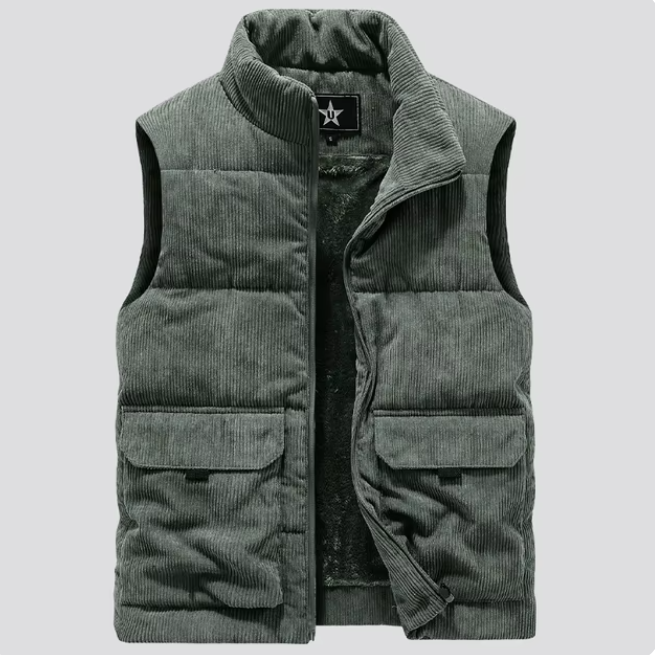 Mens Fur-Lined Curdoroy Gilet Bodywarmer