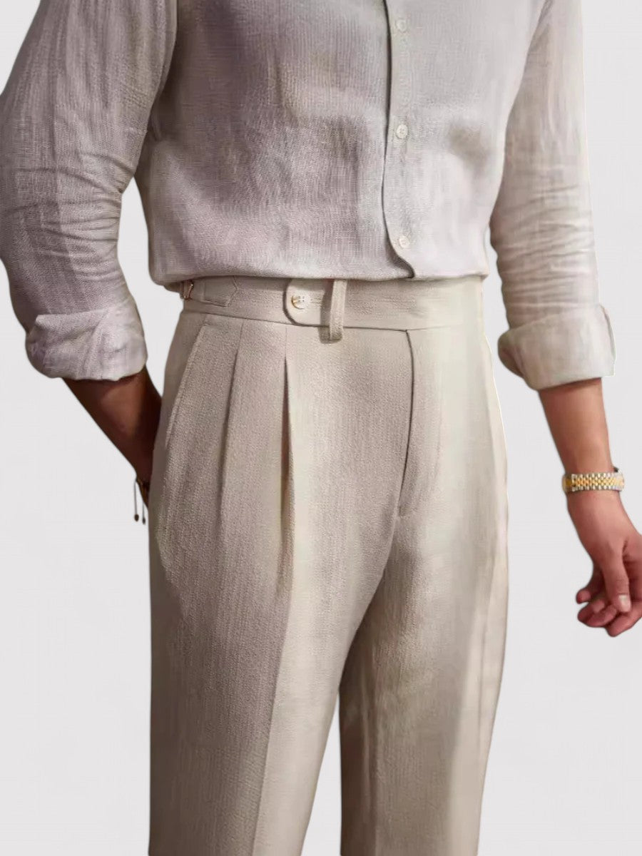 VogeLuxe | Men’s High-Waisted Pleated Trousers