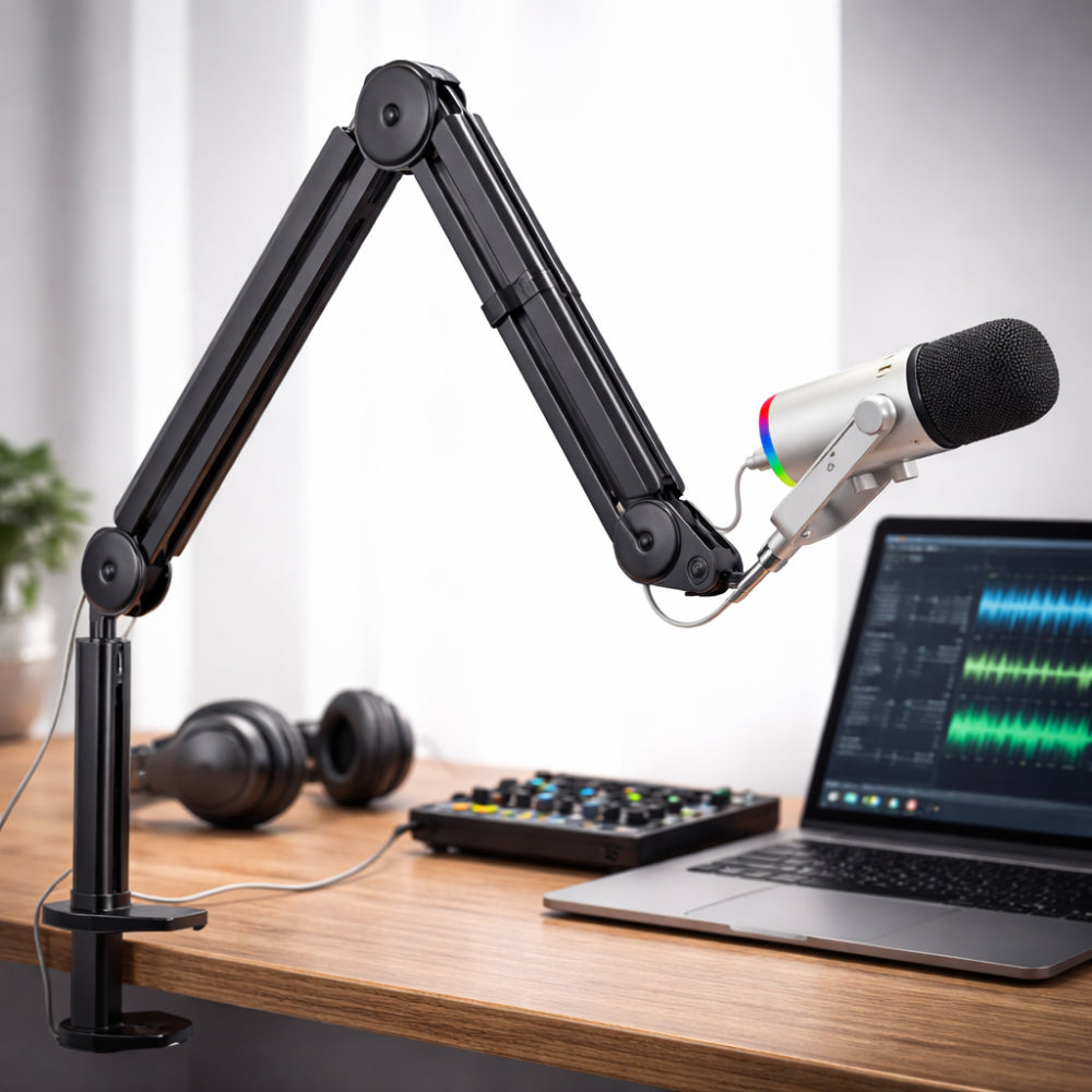 Flexible Desk Microphone Boom Arm with Cable Organizer - VogeLuxe