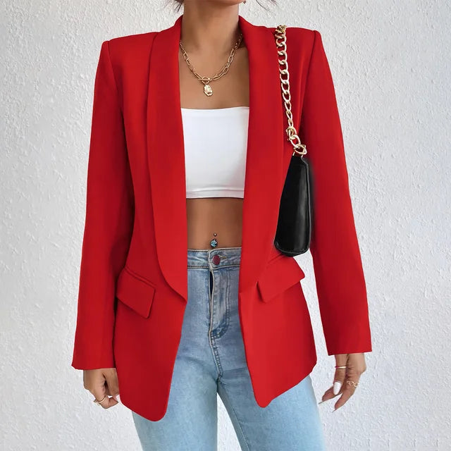 Stylish Fit Open Front Women's Blazer with Pockets