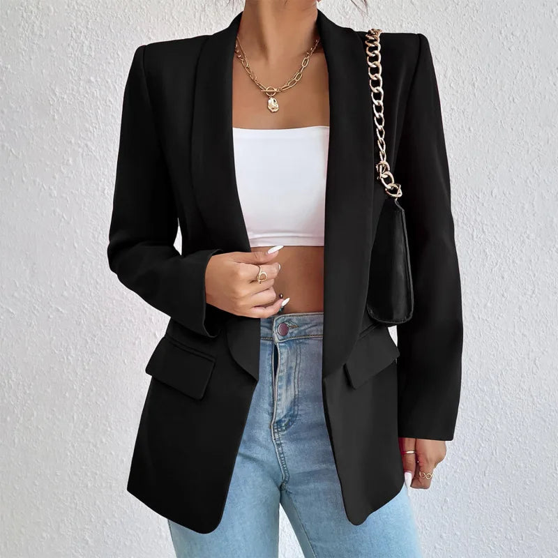 Stylish Fit Open Front Women's Blazer with Pockets