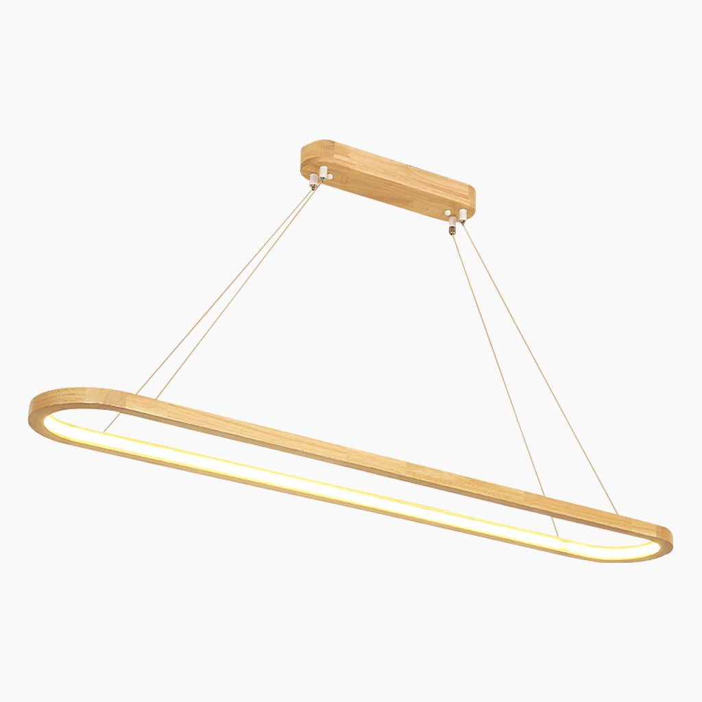 Simple Wood LED Hanging Light, Adjustable Dining Lamp