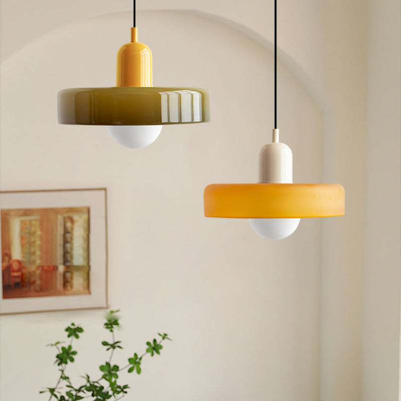 Colorful Glass Hanging Lamp With Adjustable Arm