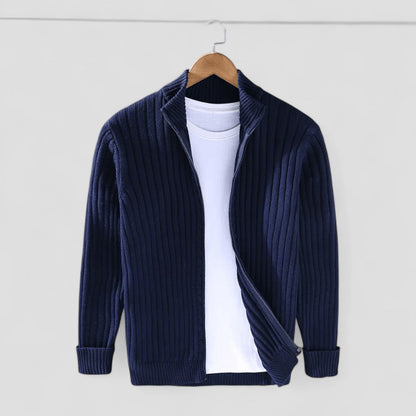 Modern Ribbed Zip Knit Cardigan for Men