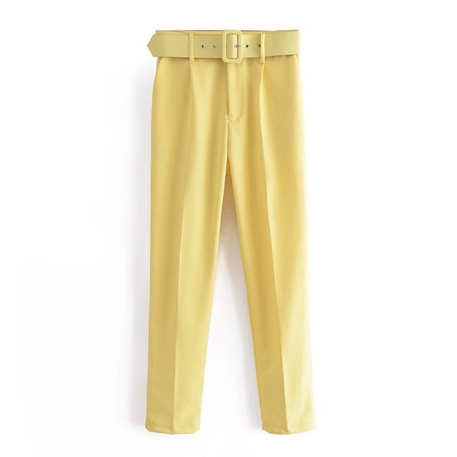 Comfortable Women's Classic High Waist Pants with Belt