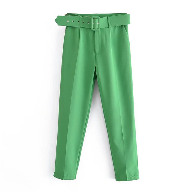 Comfortable Women's Classic High Waist Pants with Belt