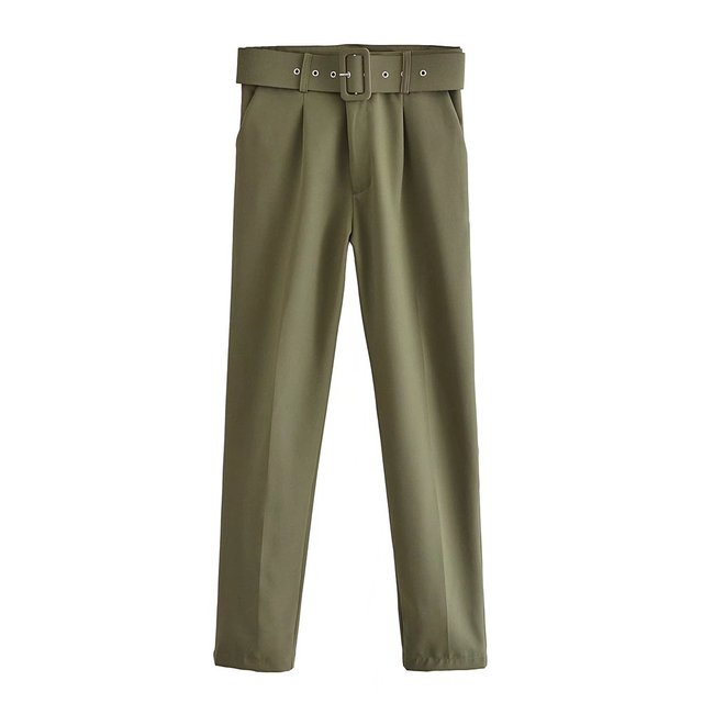 Comfortable Women's Classic High Waist Pants with Belt