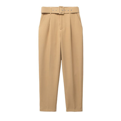 Comfortable Women's Classic High Waist Pants with Belt