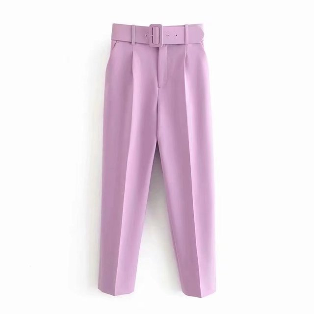 Comfortable Women's Classic High Waist Pants with Belt