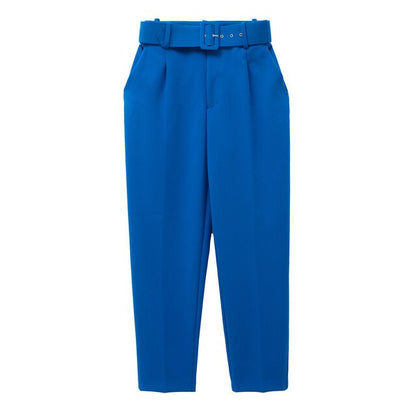 Comfortable Women's Classic High Waist Pants with Belt