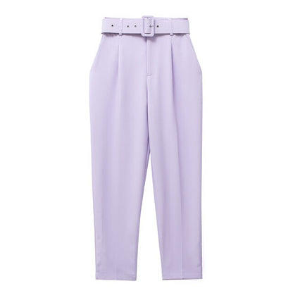Comfortable Women's Classic High Waist Pants with Belt