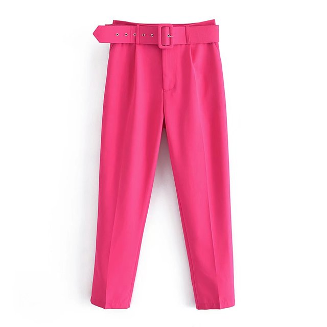 Comfortable Women's Classic High Waist Pants with Belt