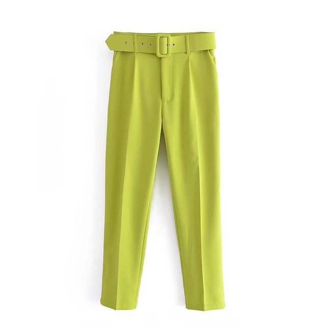 Comfortable Women's Classic High Waist Pants with Belt