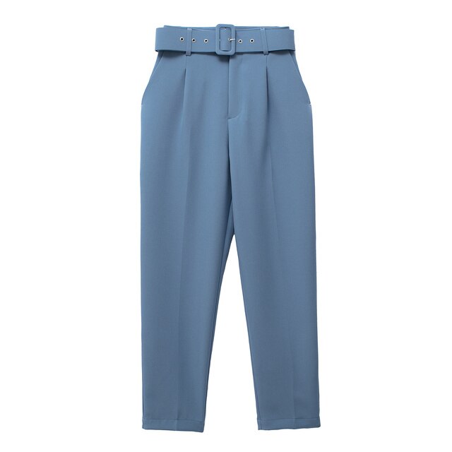 Comfortable Women's Classic High Waist Pants with Belt