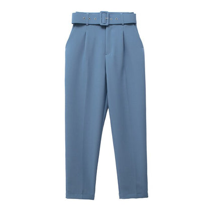 Comfortable Women's Classic High Waist Pants with Belt