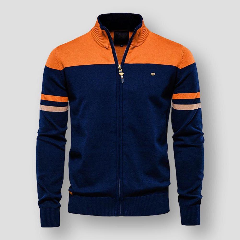 Men's Sporty Zipper Block Pattern Jacket