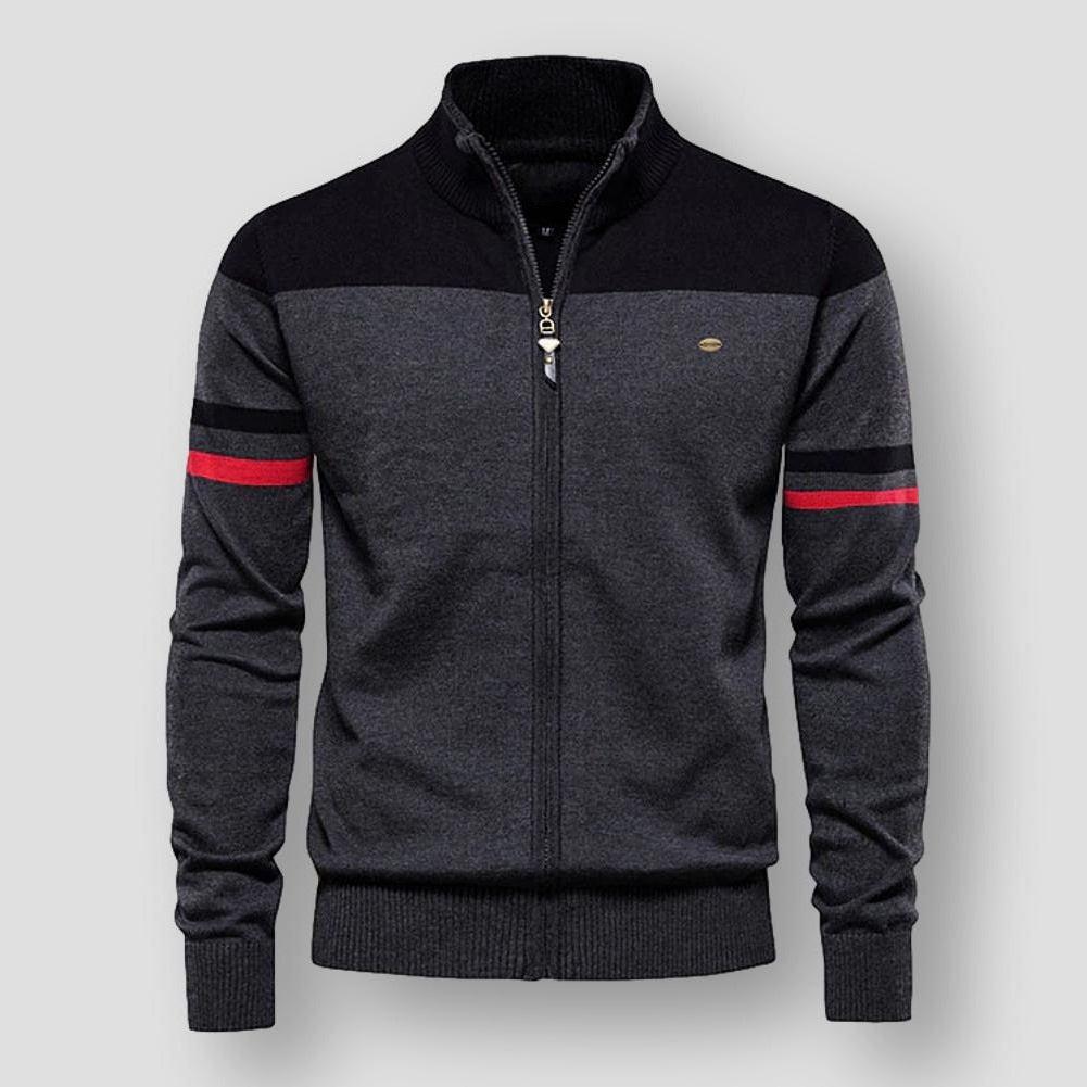 Men's Sporty Zipper Block Pattern Jacket