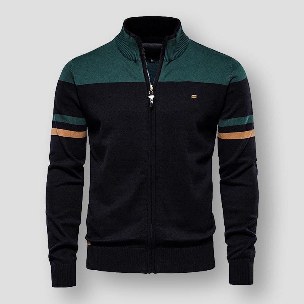 Men's Sporty Zipper Block Pattern Jacket