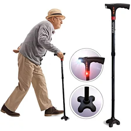 Compact Folding LED Walking Stick - BritishElegance
