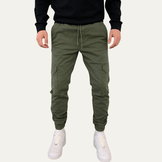 VogeLuxe | Men’s Tapered Cargo Jogger Pants with Flap Thigh Pockets