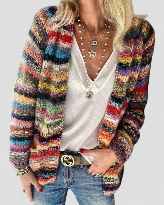 Multicolor Knitted Cardigan for Women